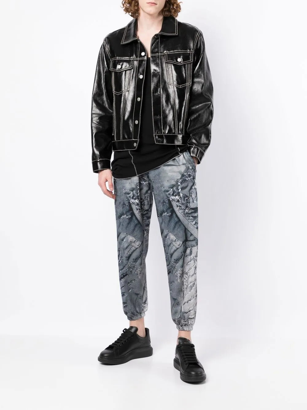 Denim-Print Track Pants