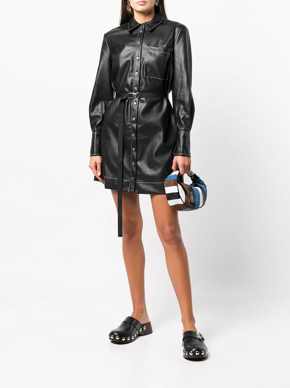 Lynn Belted-Waist Shirt-Dress