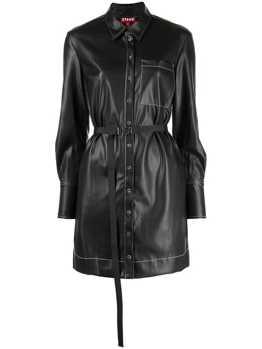 Lynn Belted-Waist Shirt-Dress