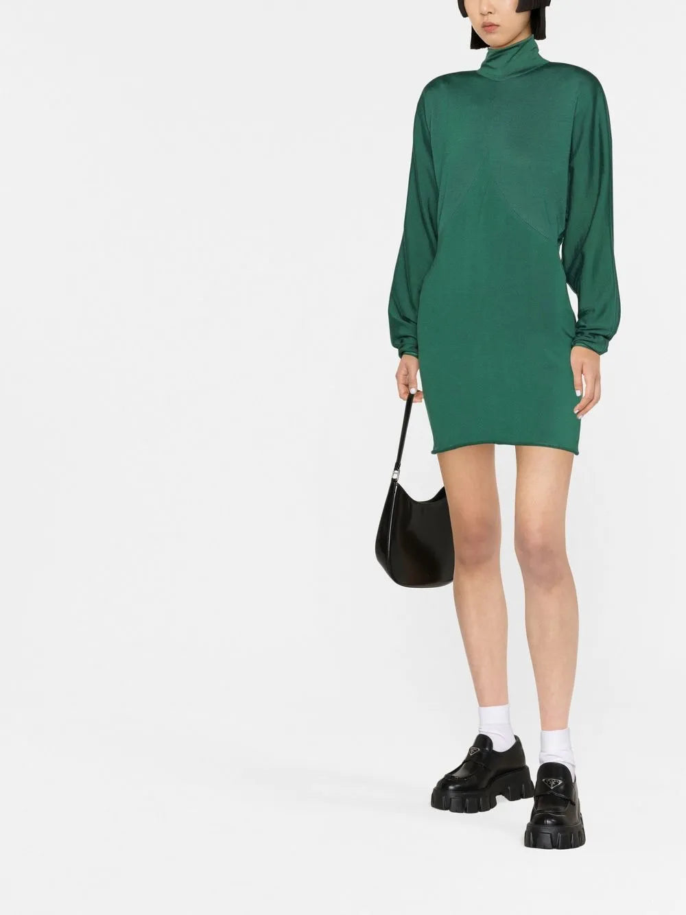 Draped-Sleeve Knitted Dress