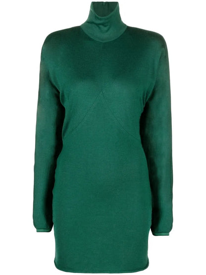 Draped-Sleeve Knitted Dress