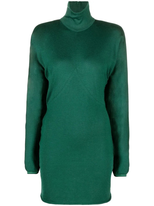 Draped-Sleeve Knitted Dress