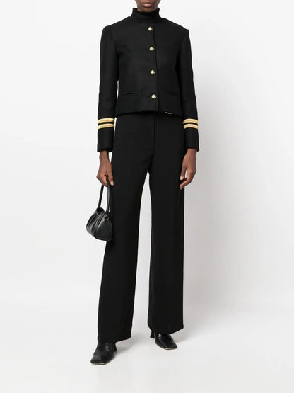 Stripe-Trim Military Jacket