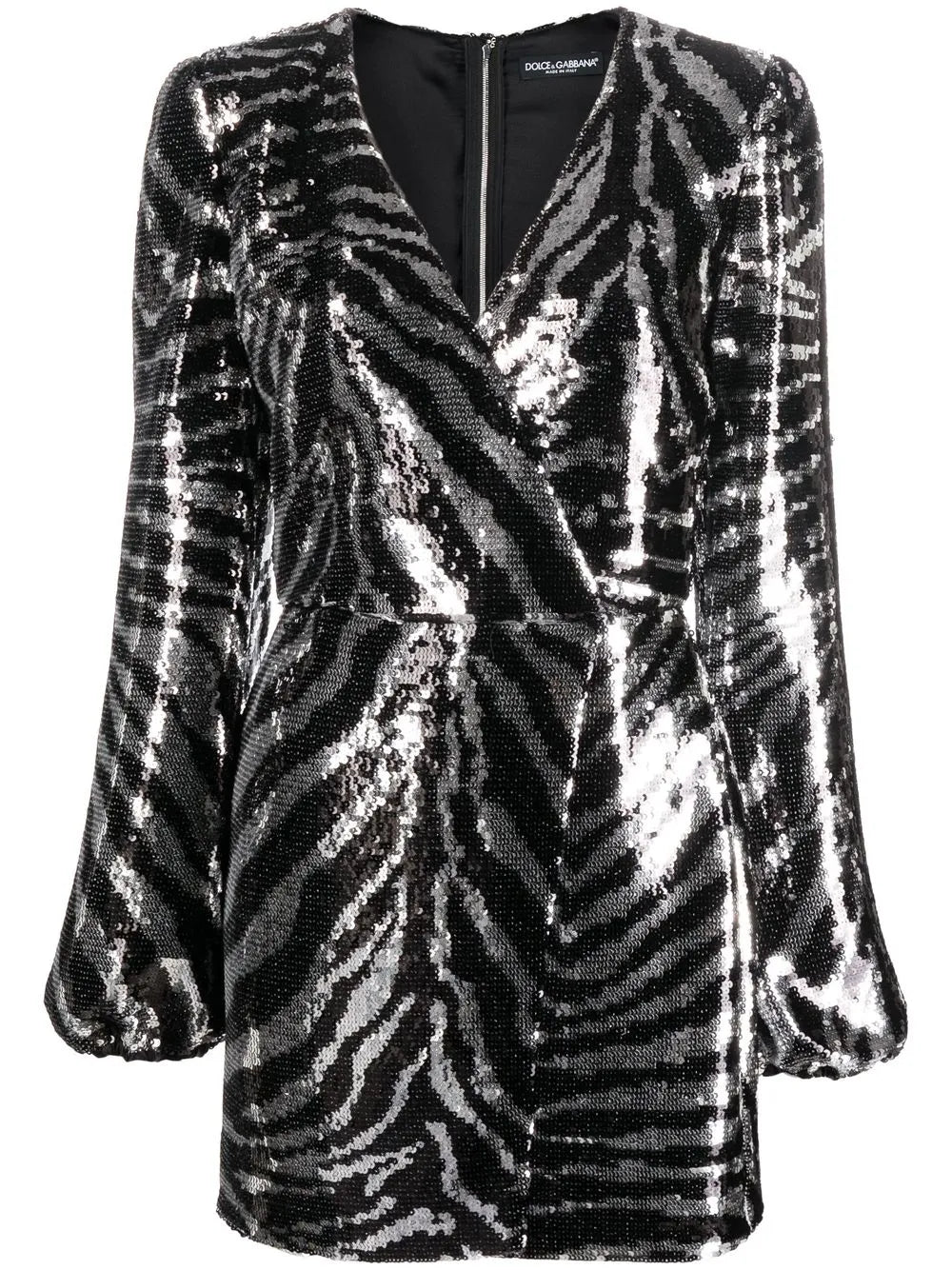 Zebra Sequin Wrap Dress