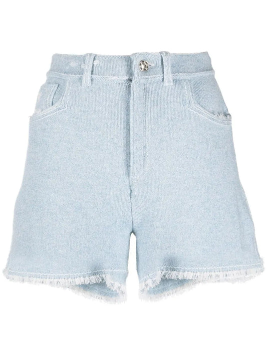 Fine-Knit Fringe-Detail Shorts