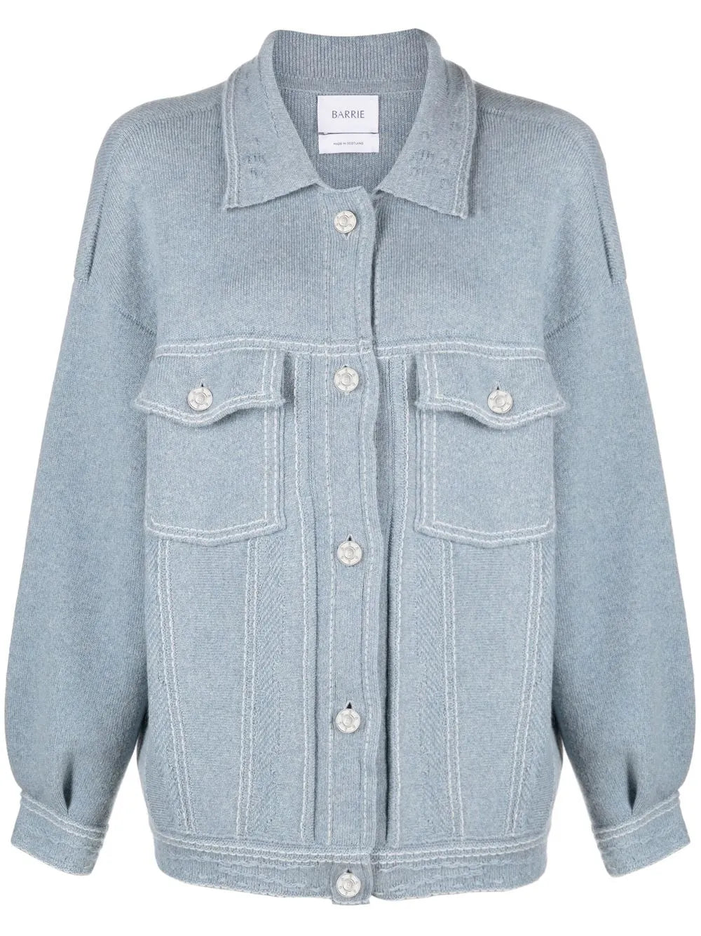 Contrast-Stitching Denim-Effect Jacket