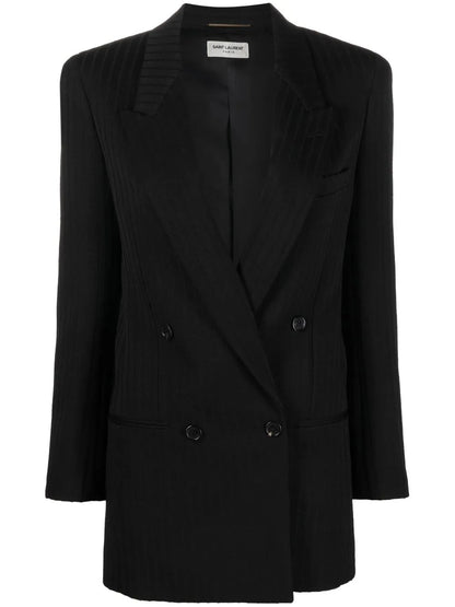 Striped Double-Breasted Blazer