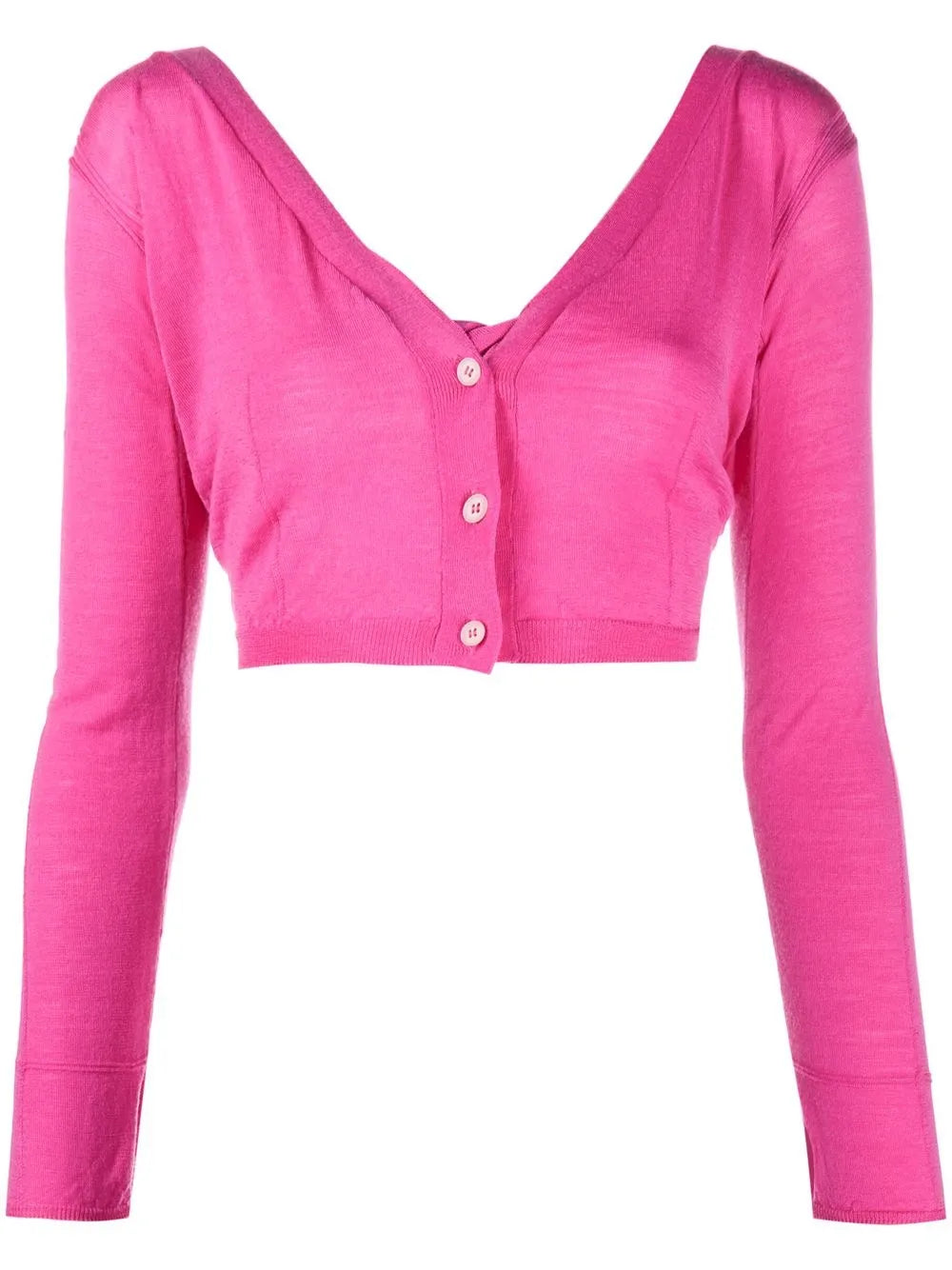 Cropped Button-Fastening Cardigan