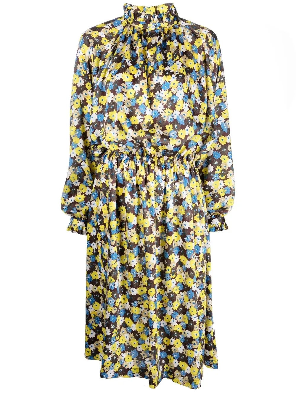 Twill Daisy Bouquet Print Dress