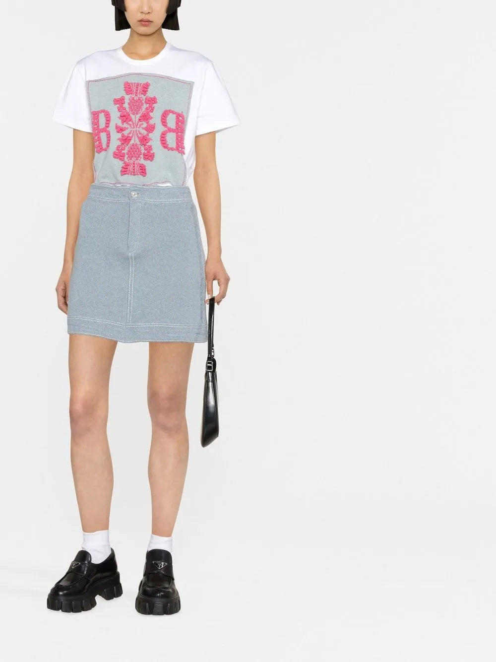 Contrast-Stitch Mini Skirt