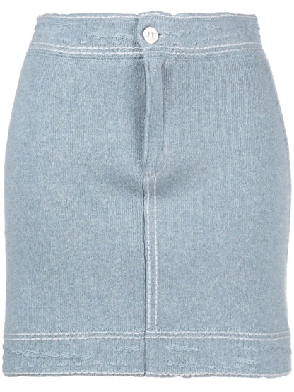 Contrast-Stitch Mini Skirt