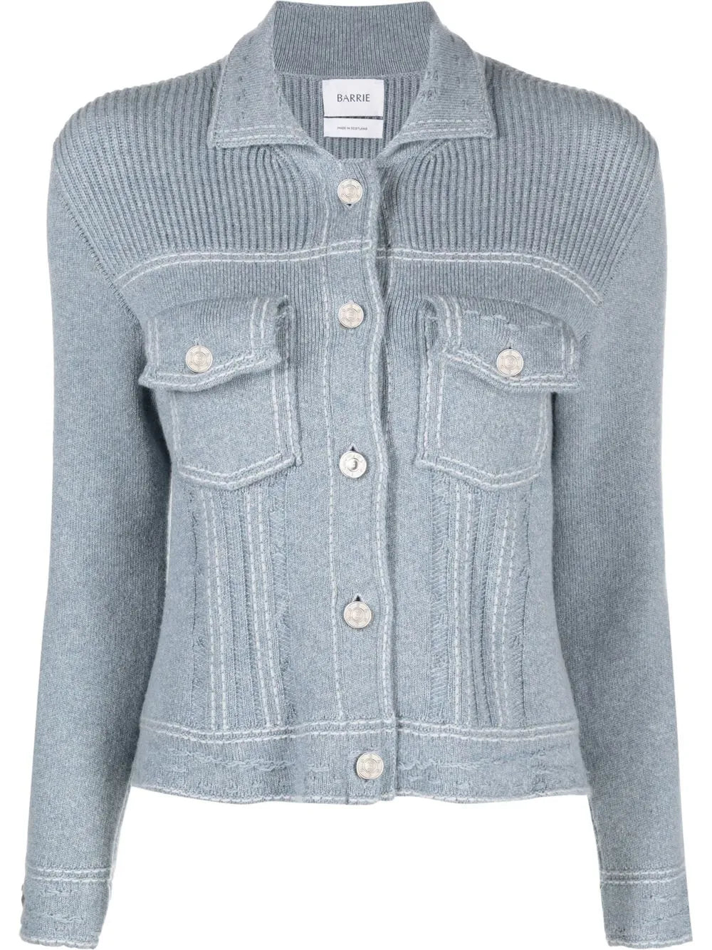 Contrast-Stitch Knitted Jacket