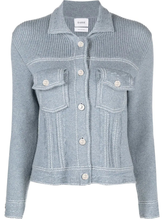 Contrast-Stitch Knitted Jacket
