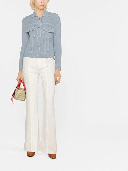 Contrast-Stitch Knitted Jacket