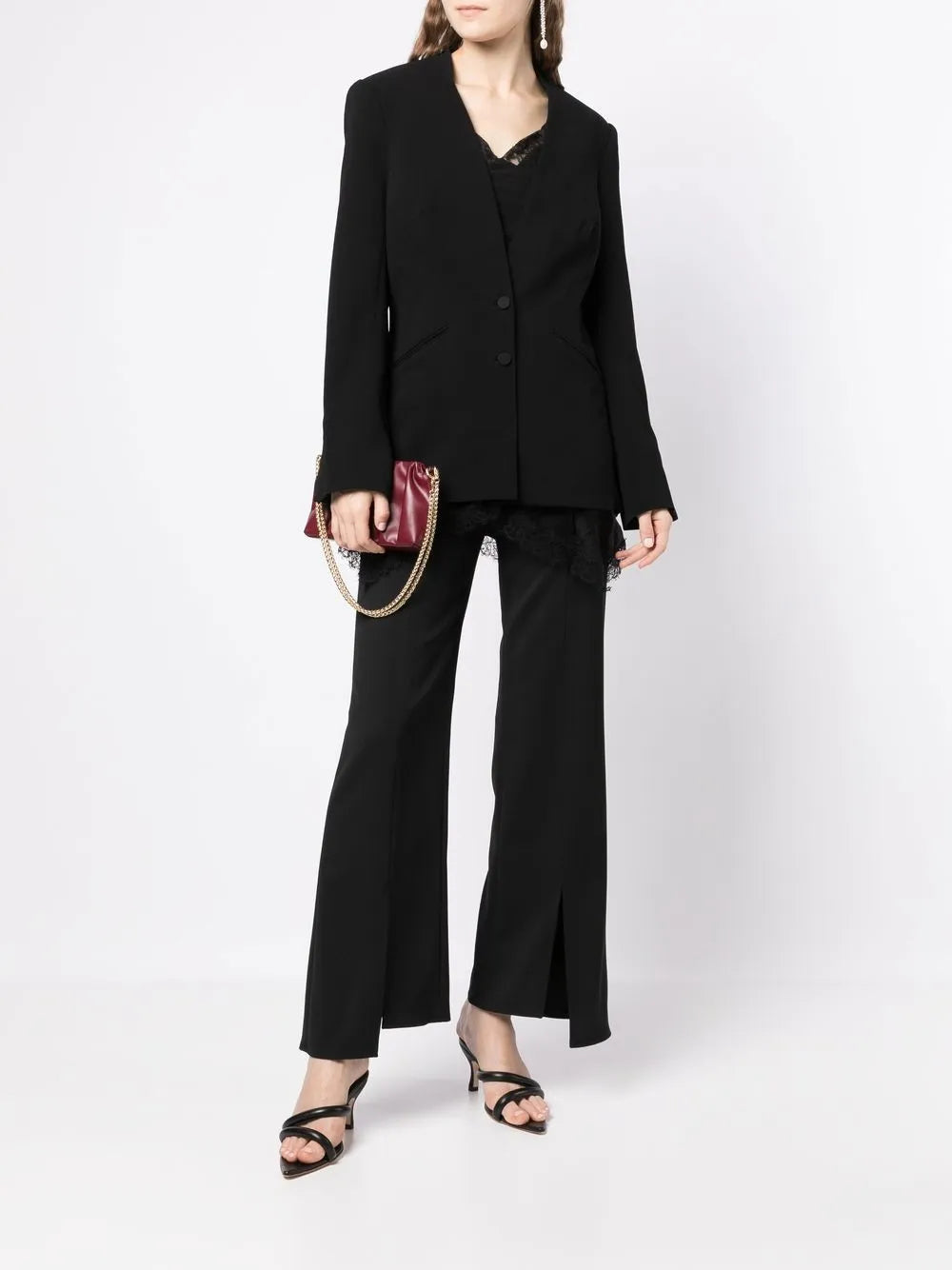 Collarless Single-Breasted Jacket