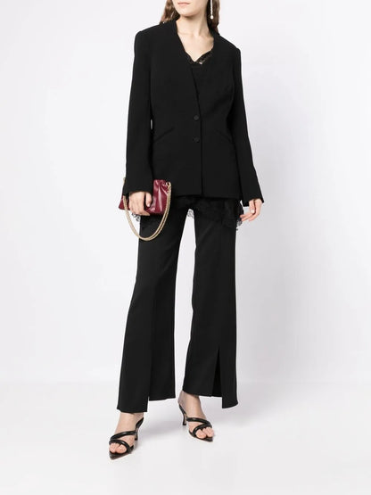 Collarless Single-Breasted Jacket