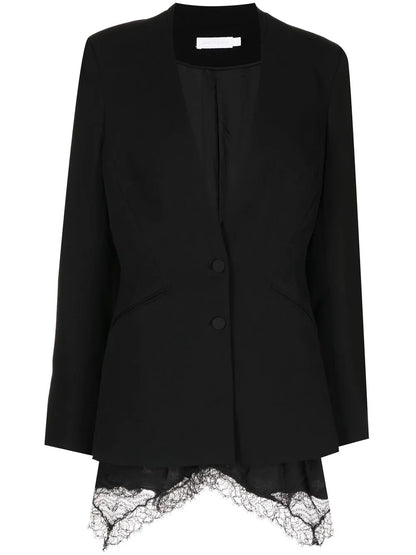 Collarless Single-Breasted Jacket