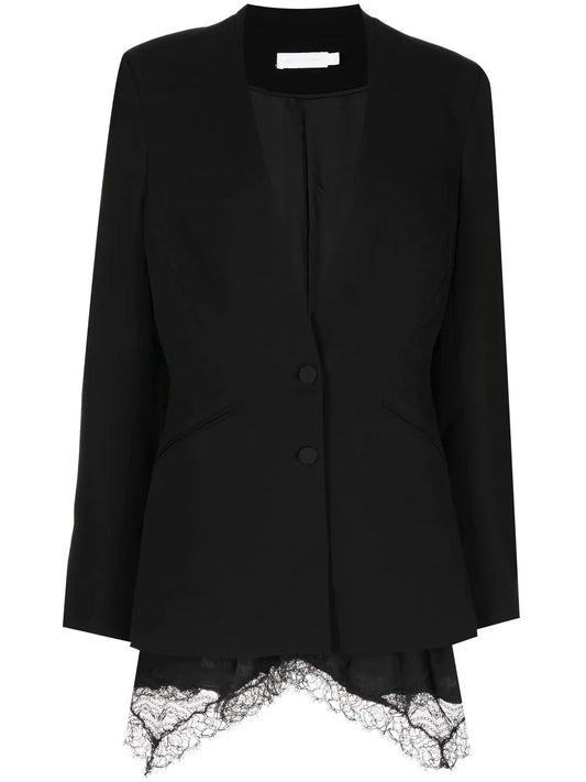 Collarless Single-Breasted Jacket