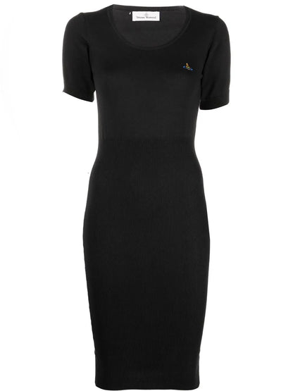 Orb-Logo Knitted Midi Dress