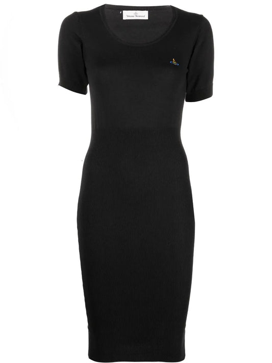 Orb-Logo Knitted Midi Dress