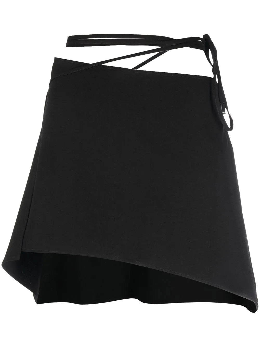 Tied-Waist Asymmetric Mini Skirt