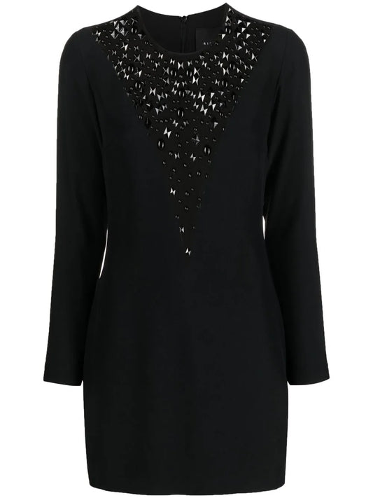 Rhinestone-Embellished Long-Sleeve Dress