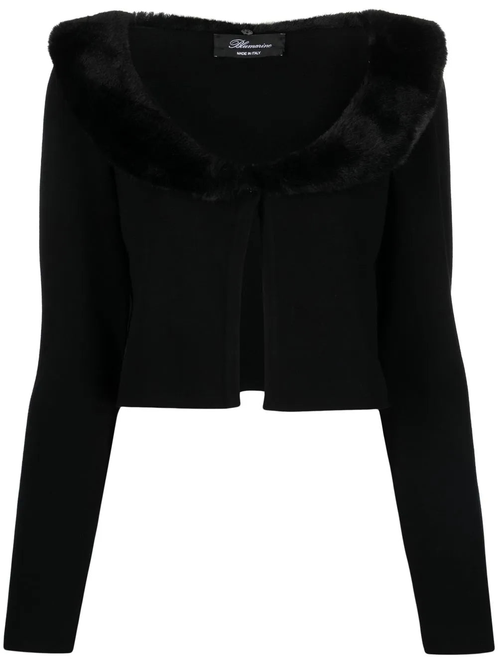 Oversized-Collar Cropped Cardigan