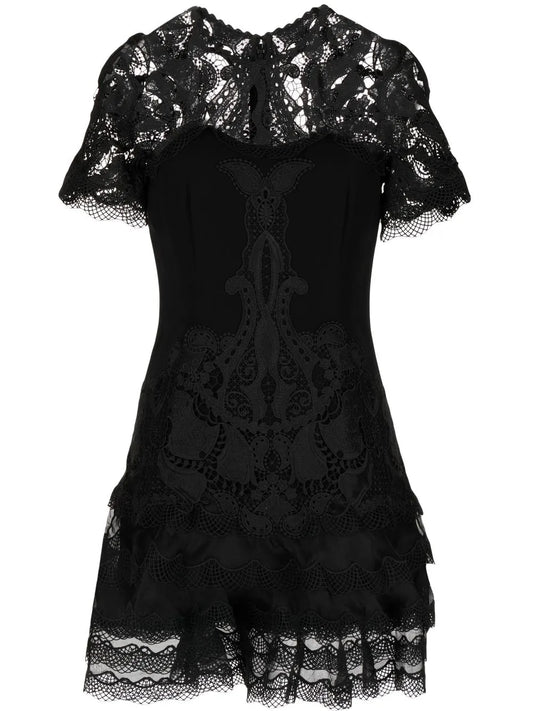 Lace-Panelled Crepe Dress