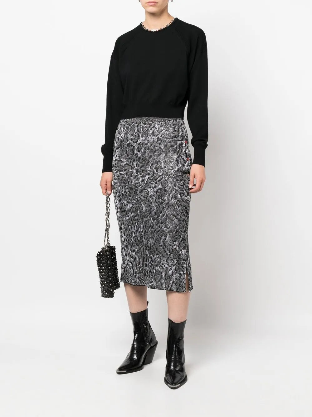 Chain-Link Neckline Sweater