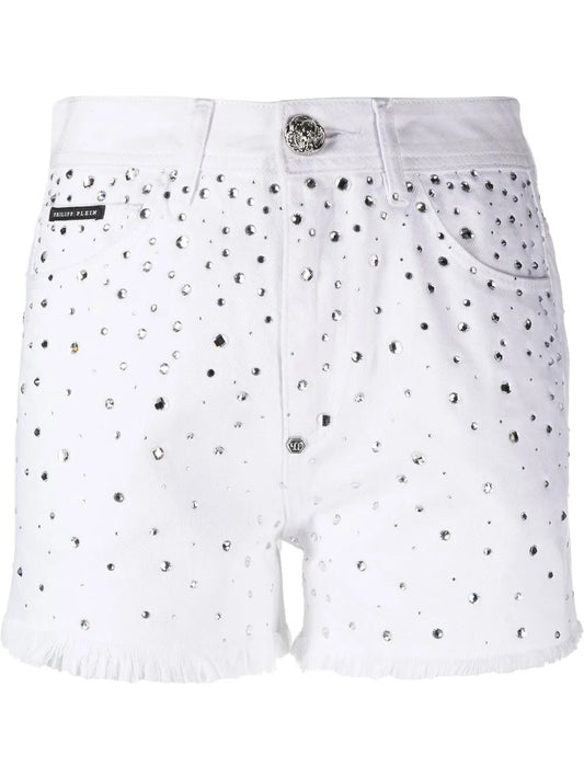 Logo-Patch Crystal-Embellished Shorts