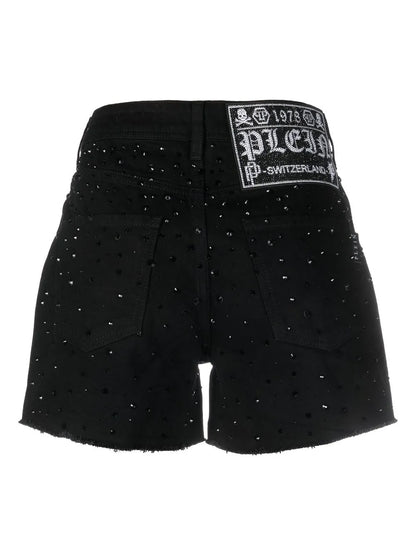 Crystal-Embellished Denim Shorts
