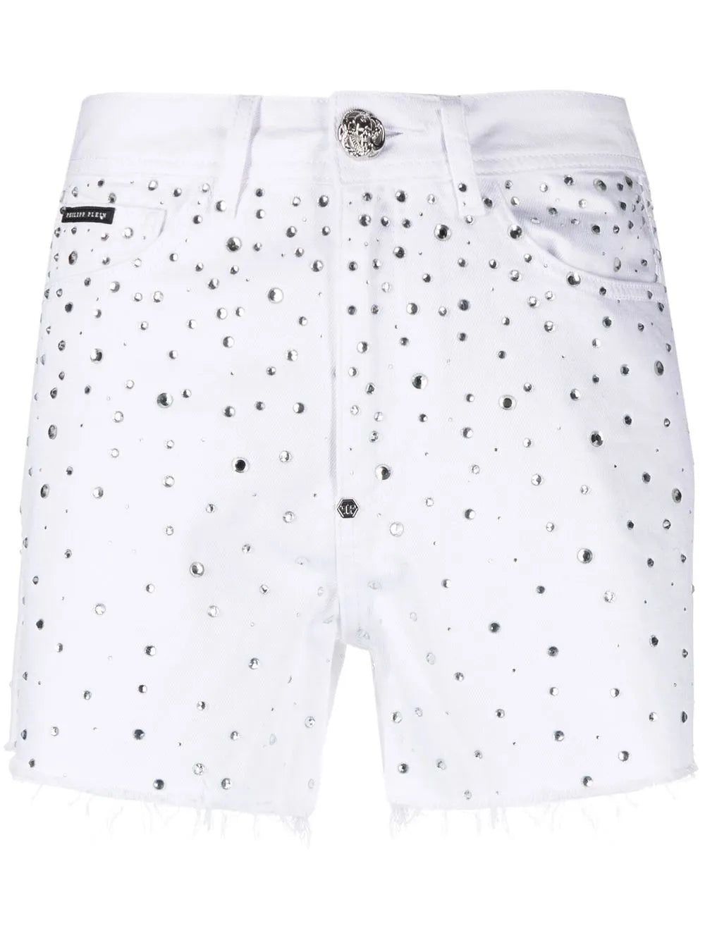 Crystal-Embellished Denim Shorts