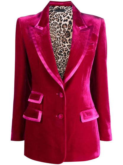 Contrasting-Trim Velvet Blazer