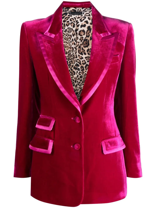 Contrasting-Trim Velvet Blazer