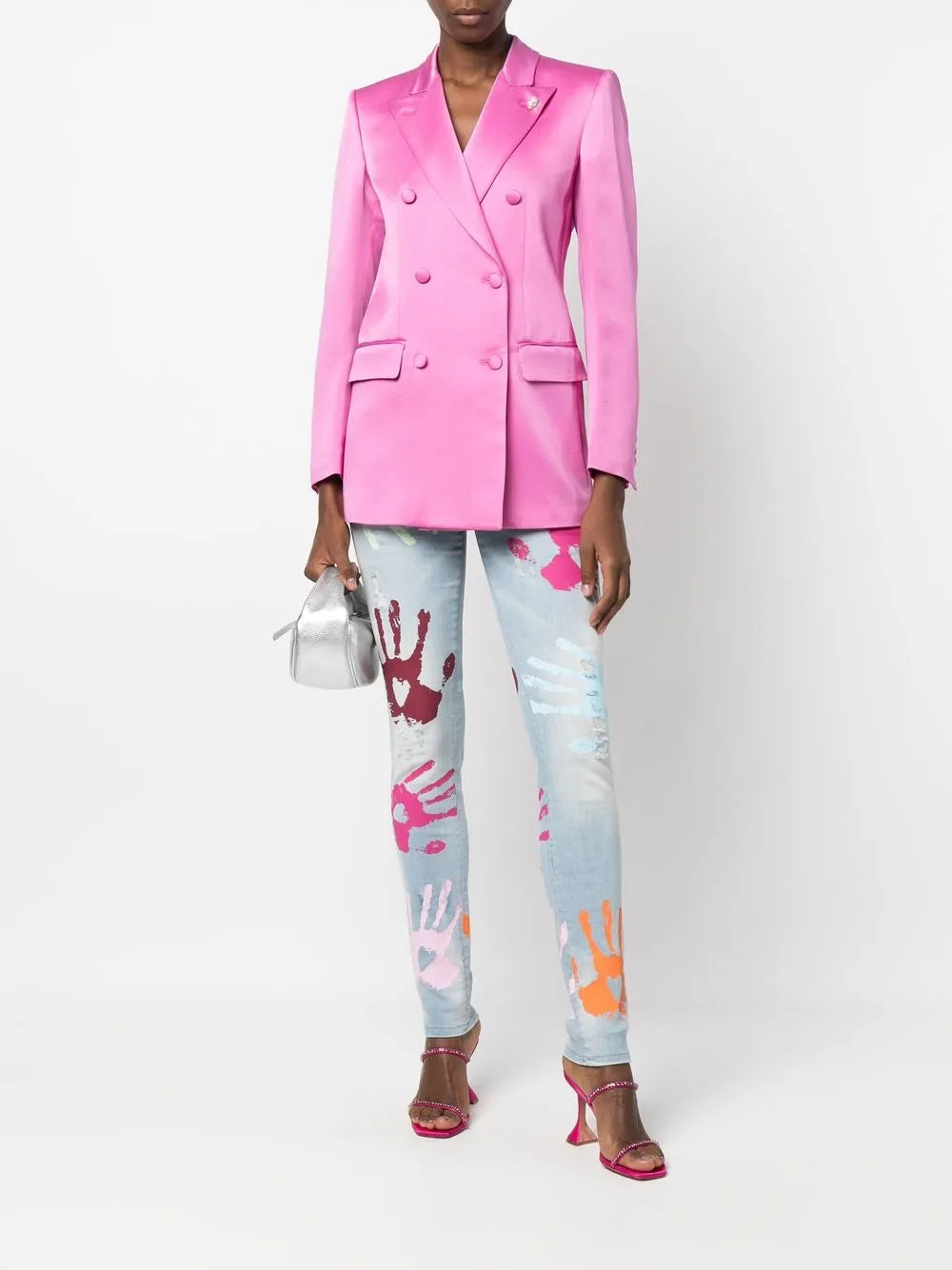 Double-Breasted Satin Blazer