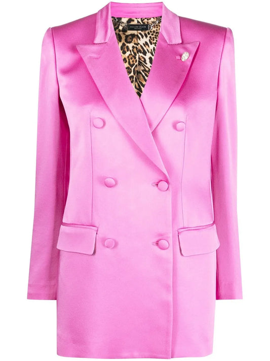 Double-Breasted Satin Blazer
