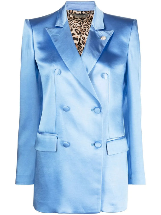 Double-Breasted Satin Blazer