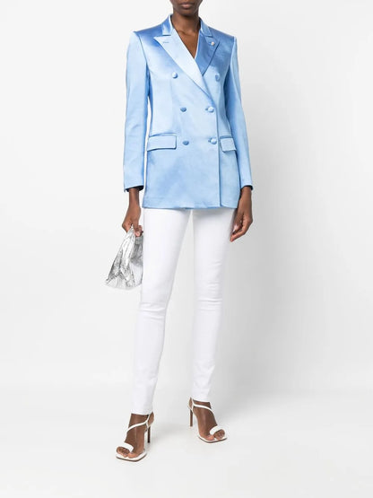 Double-Breasted Satin Blazer