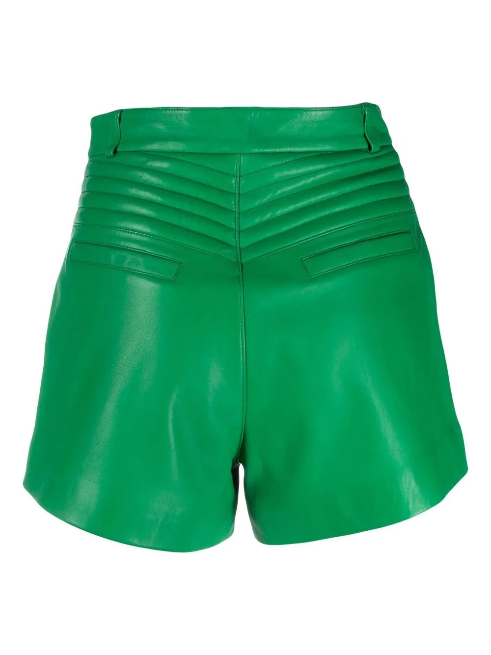 Ribbed High-Waist Leather Shorts