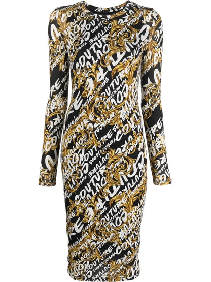 Barocco Logo-Print Midi Dress