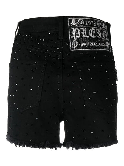 Logo-Patch Crystal-Embellished Shorts