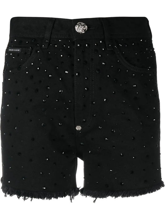 Logo-Patch Crystal-Embellished Shorts