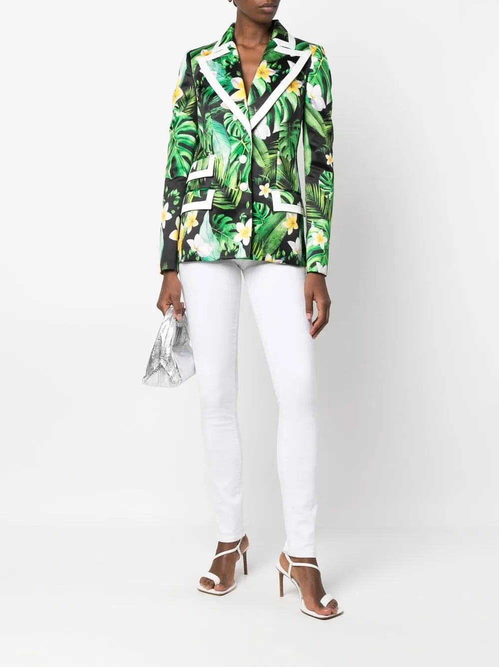 Floral-Print Single-Breasted Blazer