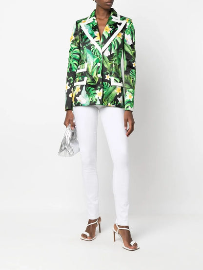 Floral-Print Single-Breasted Blazer