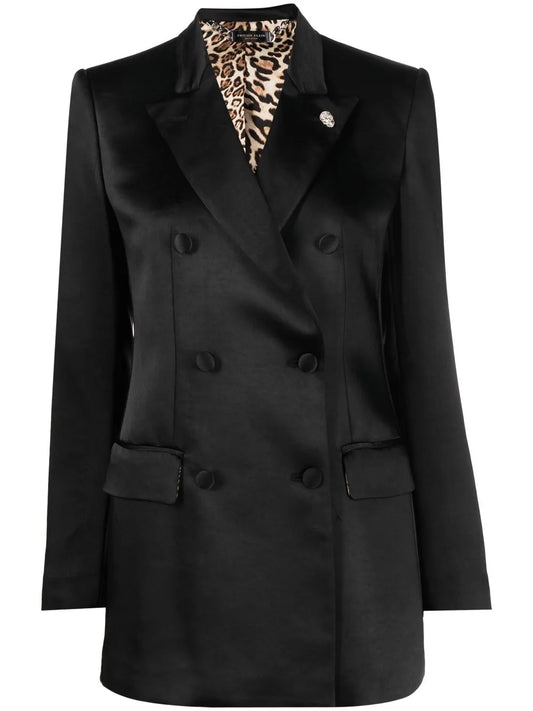 Double-Breasted Satin Blazer