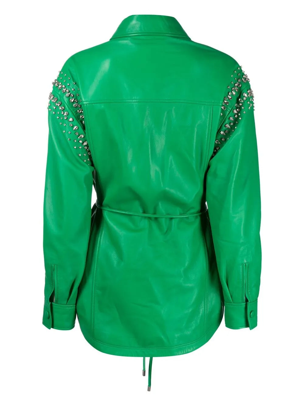 Stud-Embellished Leather Shirt