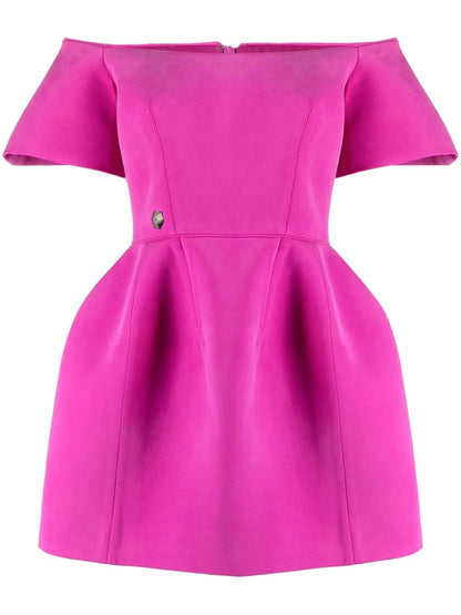 Off-Shoulder Silk Mini Dress