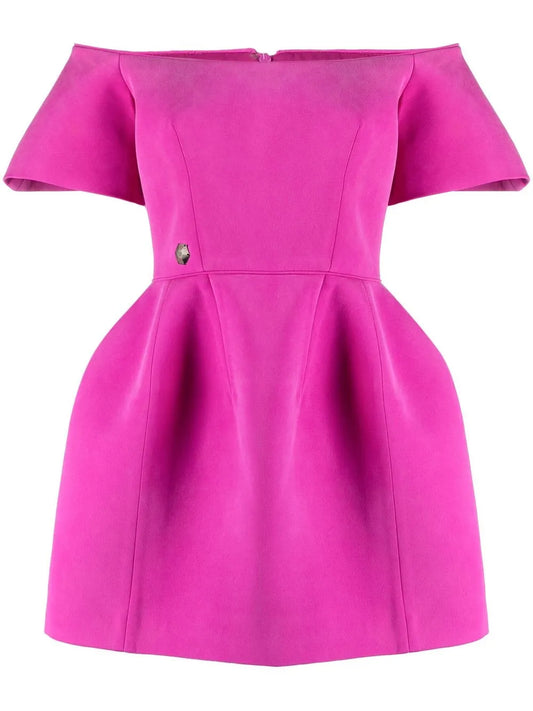 Off-Shoulder Silk Mini Dress