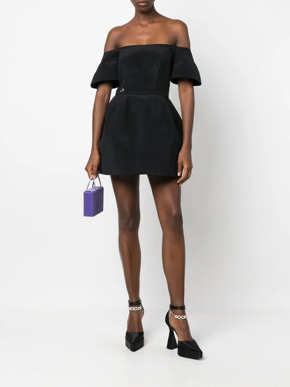 Off-Shoulder Silk Mini Dress