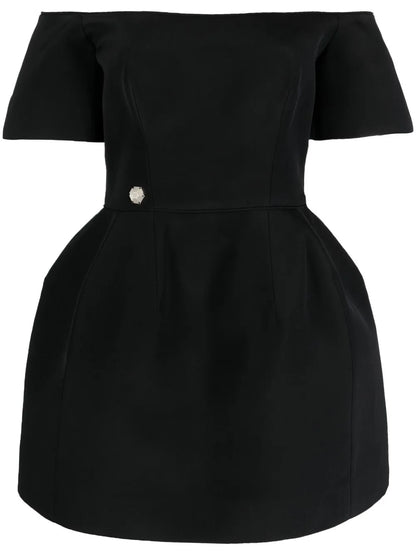 Off-Shoulder Silk Mini Dress